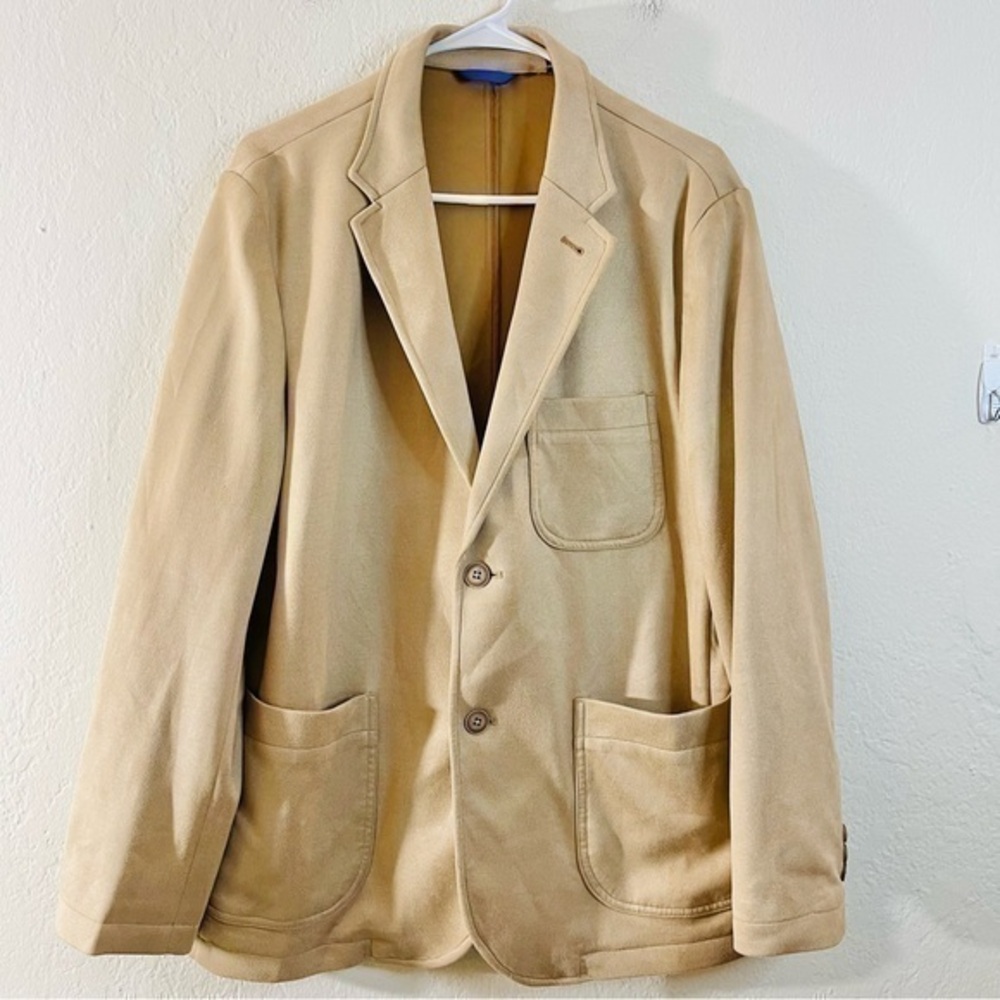 Joseph Abboud Faux Suede Sport Coat Suit Jacket Men Size M Tan/Cream Pockets